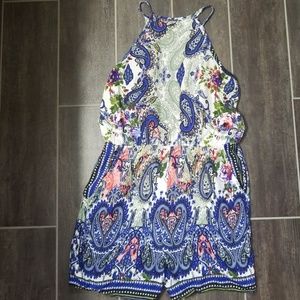 Floral and paisley print romper